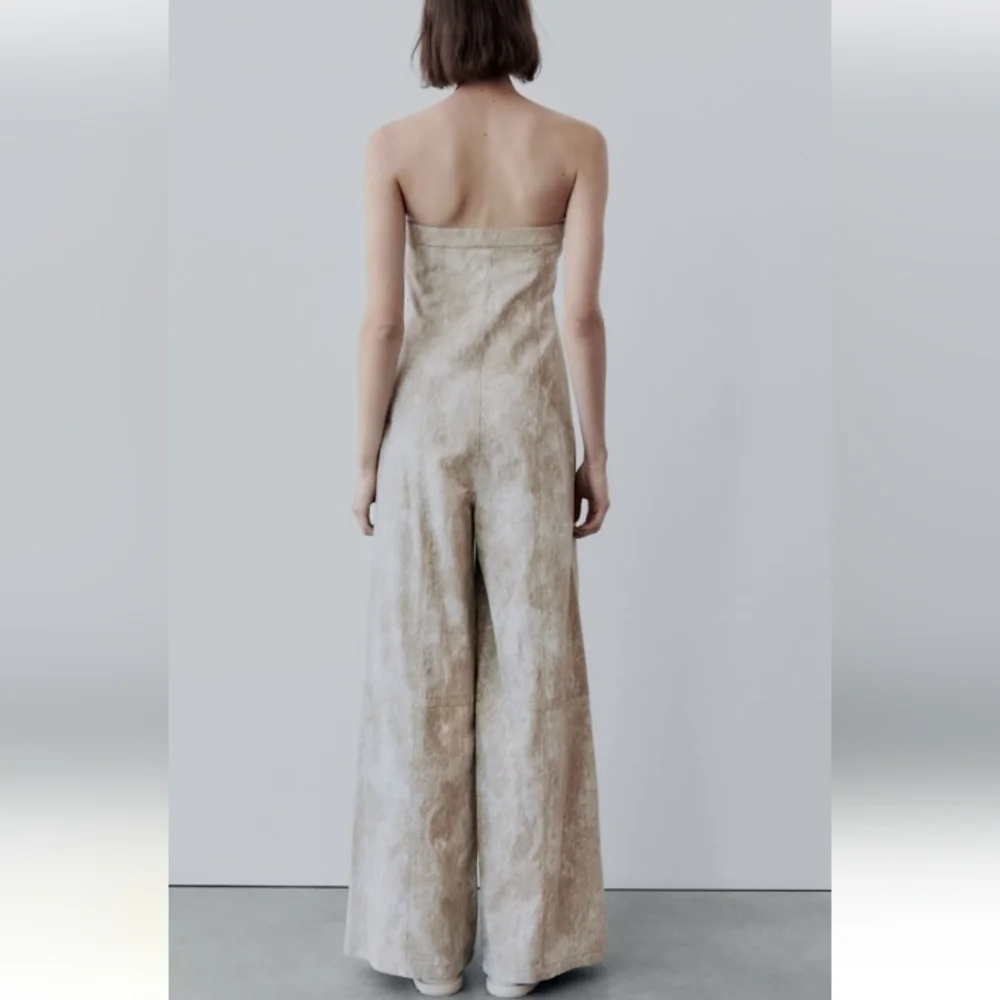 Zara Printed Linen Blend Jumpsuit